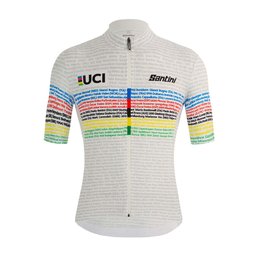 SANTINI Cycling short sleeve jersey - UCI WORLD CHAMP 100 - white/rainbow